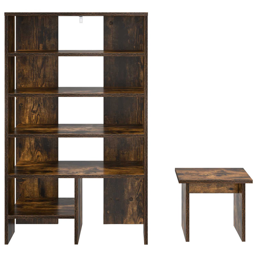 Schoenenkast met plank 2 pcs Gerookt eiken Bewerkt hout