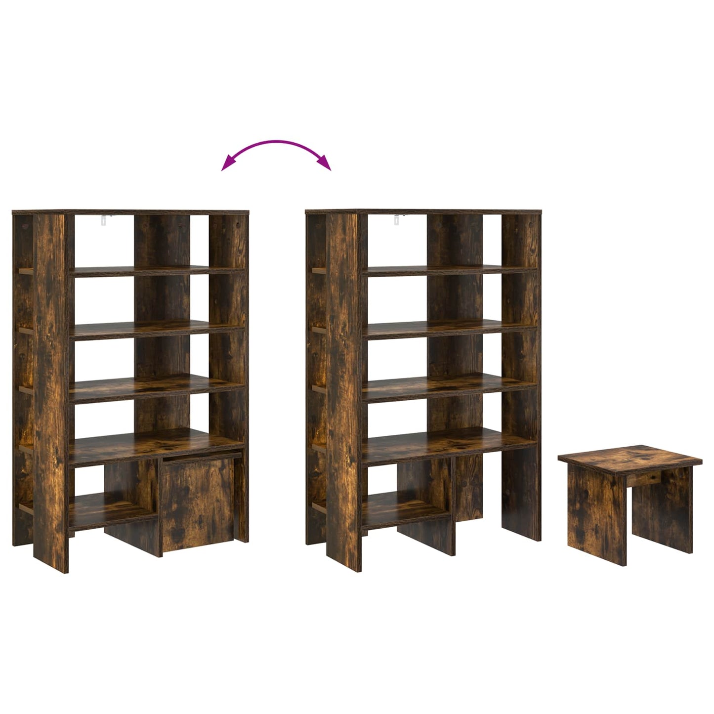 Schoenenkast met plank 2 pcs Gerookt eiken Bewerkt hout