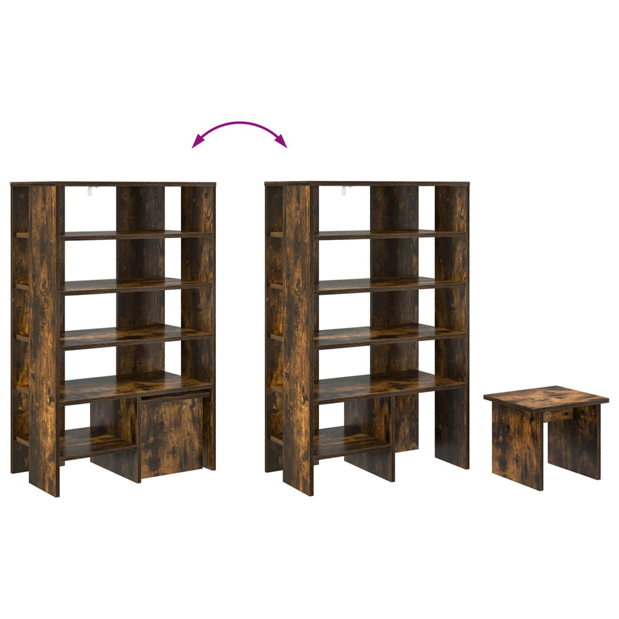 Schoenenkast met plank 2 pcs Gerookt eiken Bewerkt hout