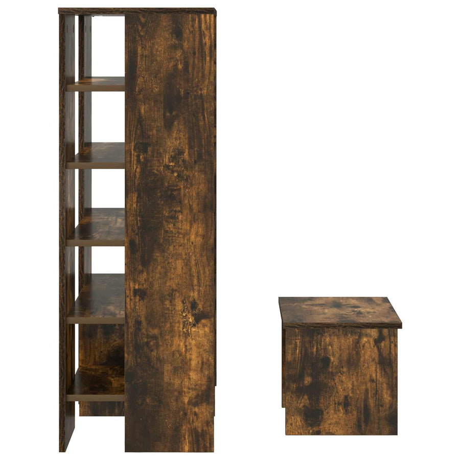 Schoenenkast met plank 2 pcs Gerookt eiken Bewerkt hout