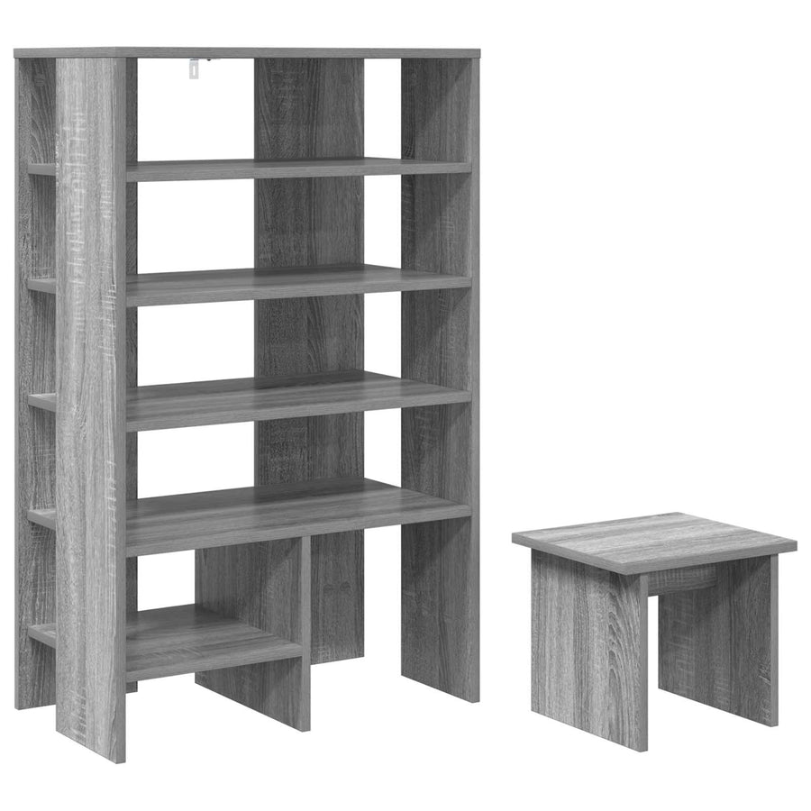 Schoenenkast met plank 2 pcs Grijs Sonoma Bewerkt hout