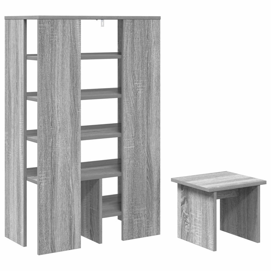 Schoenenkast met plank 2 pcs Grijs Sonoma Bewerkt hout