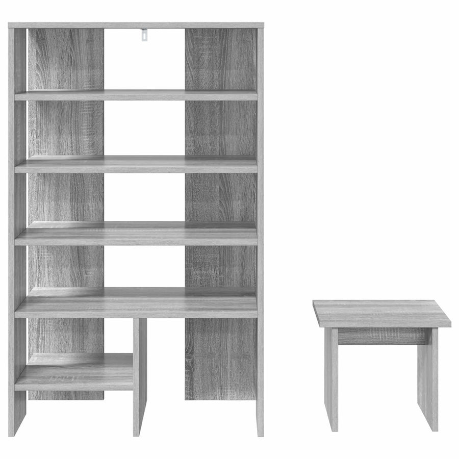 Schoenenkast met plank 2 pcs Grijs Sonoma Bewerkt hout