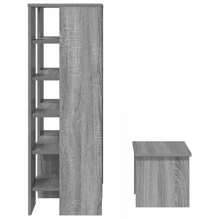 Schoenenkast met plank 2 pcs Grijs Sonoma Bewerkt hout