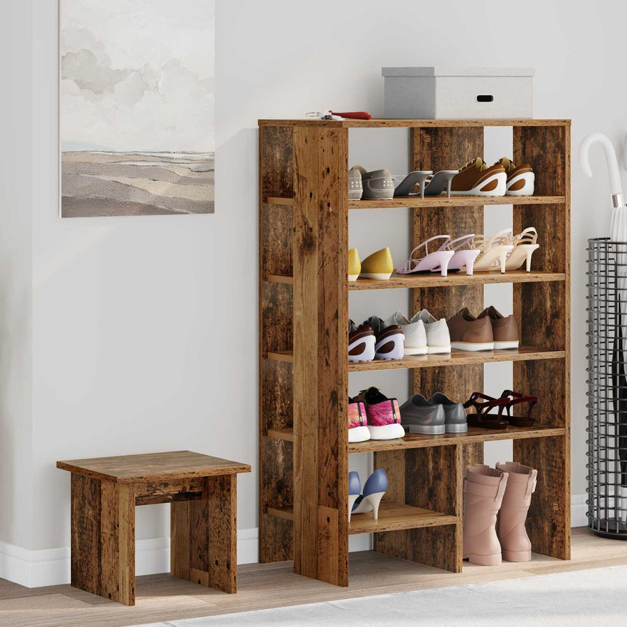Schoenenkast met plank met opslag 2 pcs Oudhout Bewerkt hout