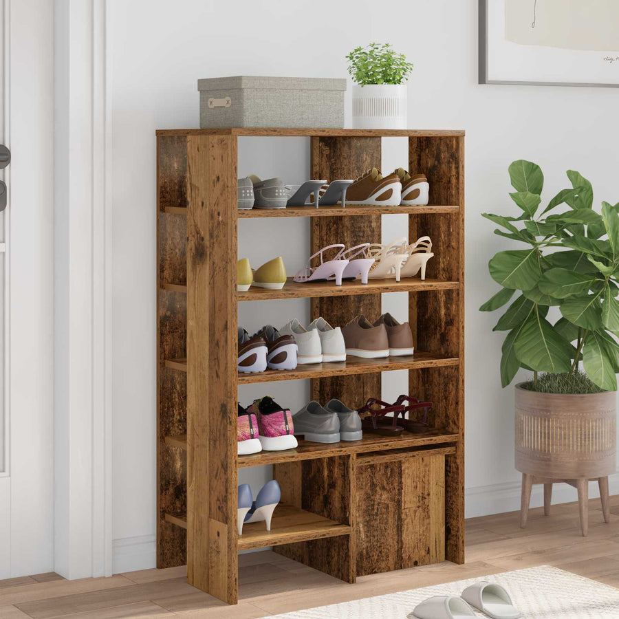 Schoenenkast met plank met opslag 2 pcs Oudhout Bewerkt hout