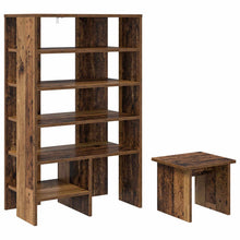 Schoenenkast met plank met opslag 2 pcs Oudhout Bewerkt hout