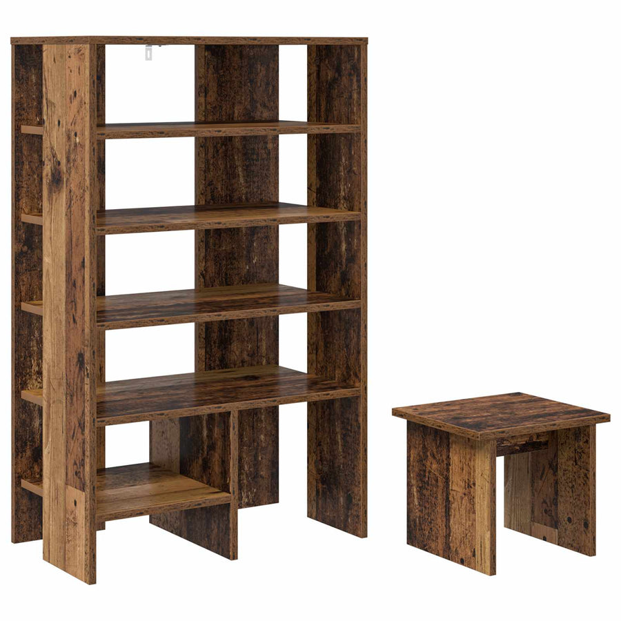 Schoenenkast met plank met opslag 2 pcs Oudhout Bewerkt hout