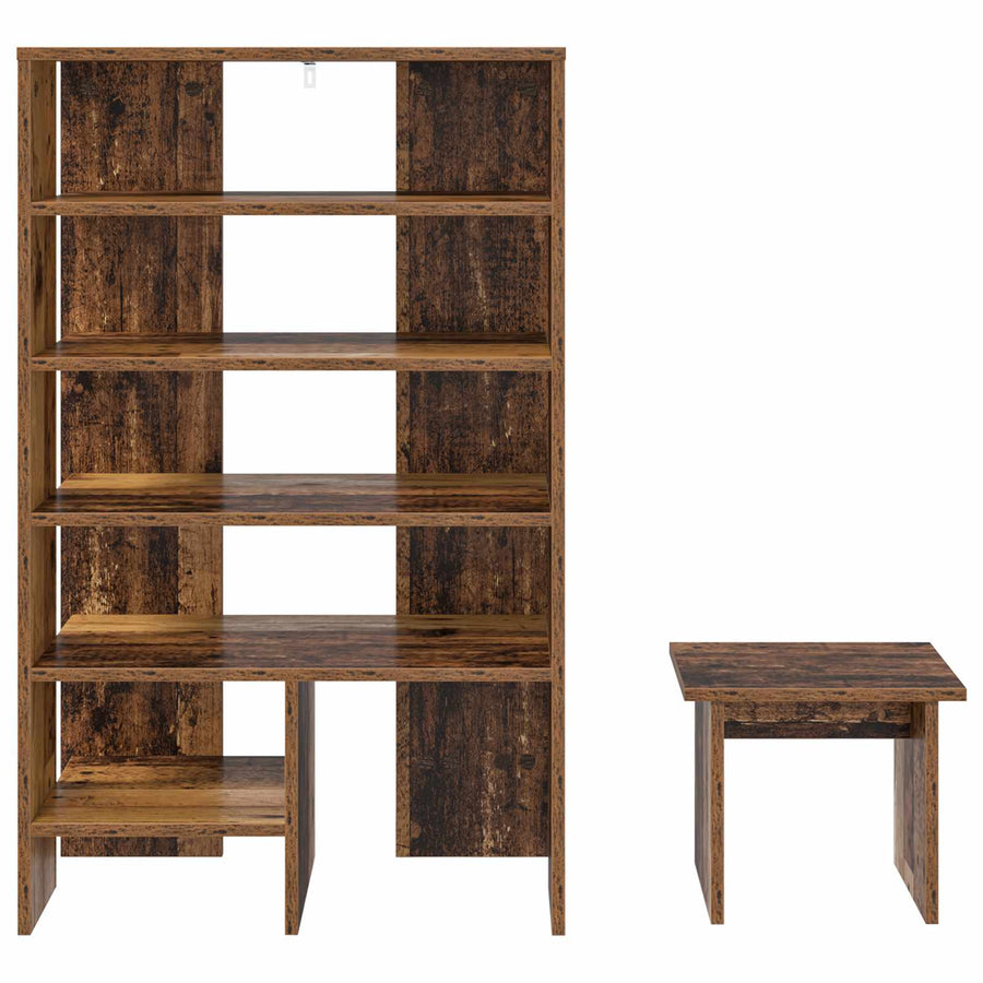 Schoenenkast met plank met opslag 2 pcs Oudhout Bewerkt hout
