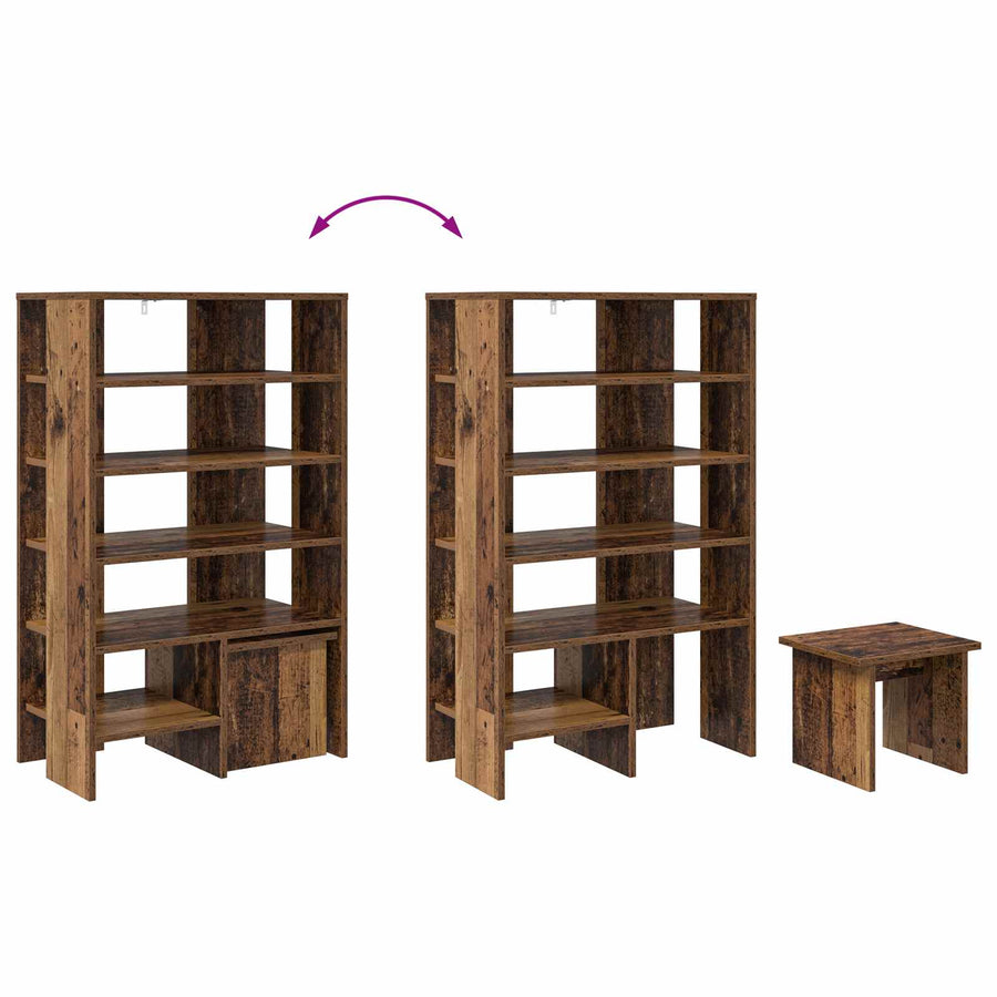 Schoenenkast met plank met opslag 2 pcs Oudhout Bewerkt hout
