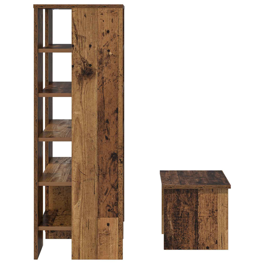 Schoenenkast met plank met opslag 2 pcs Oudhout Bewerkt hout