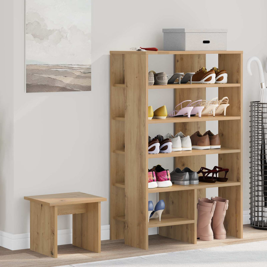 Schoenenkast met plank 2 pcs Artisan Eiken Bewerkt hout
