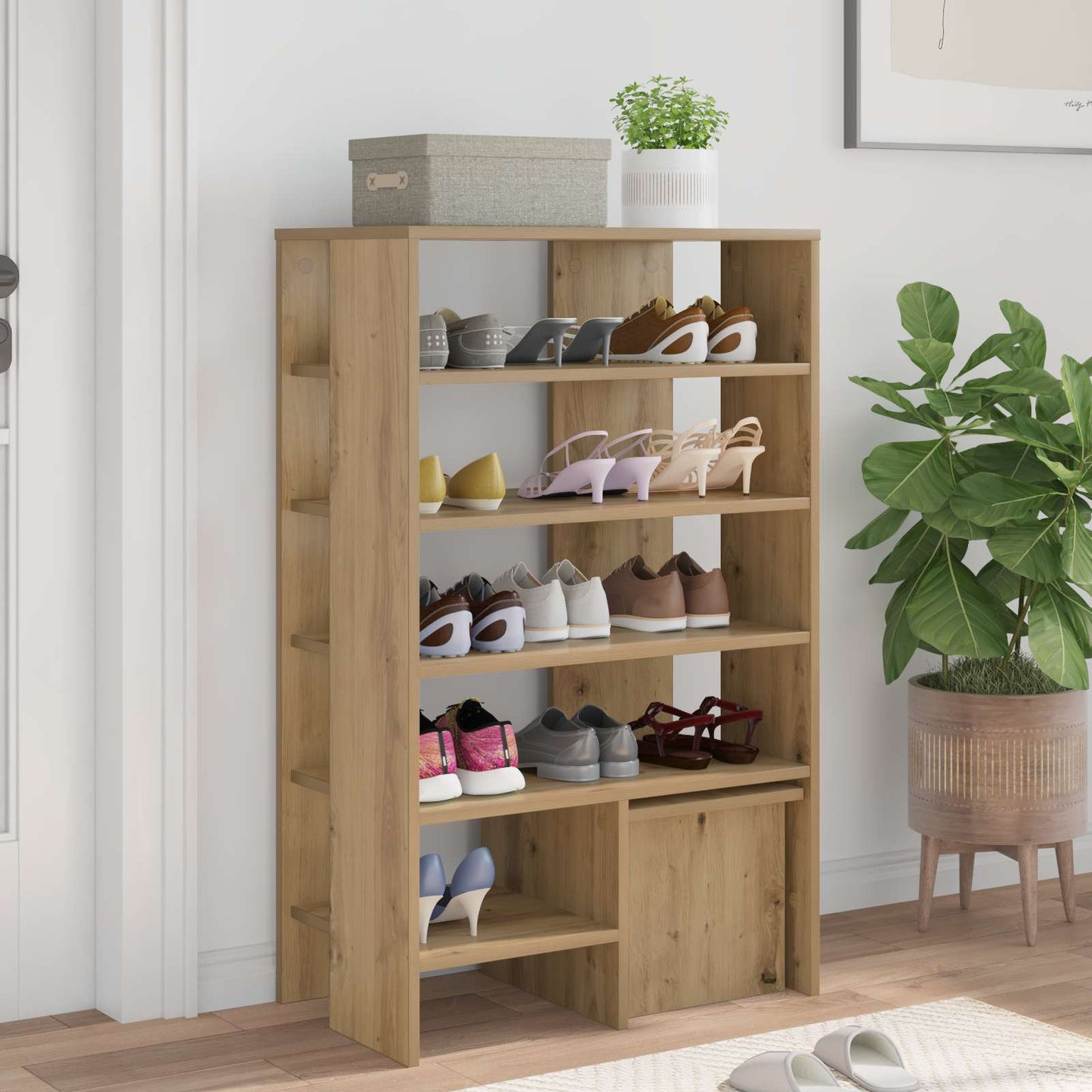 Schoenenkast met plank 2 pcs Artisan Eiken Bewerkt hout