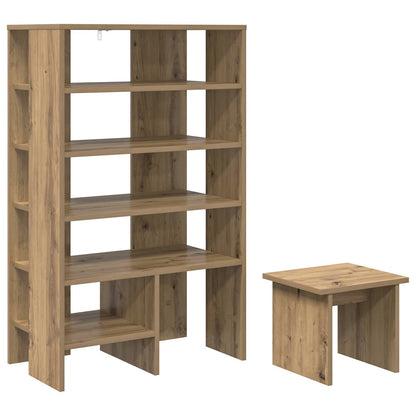 Schoenenkast met plank 2 pcs Artisan Eiken Bewerkt hout