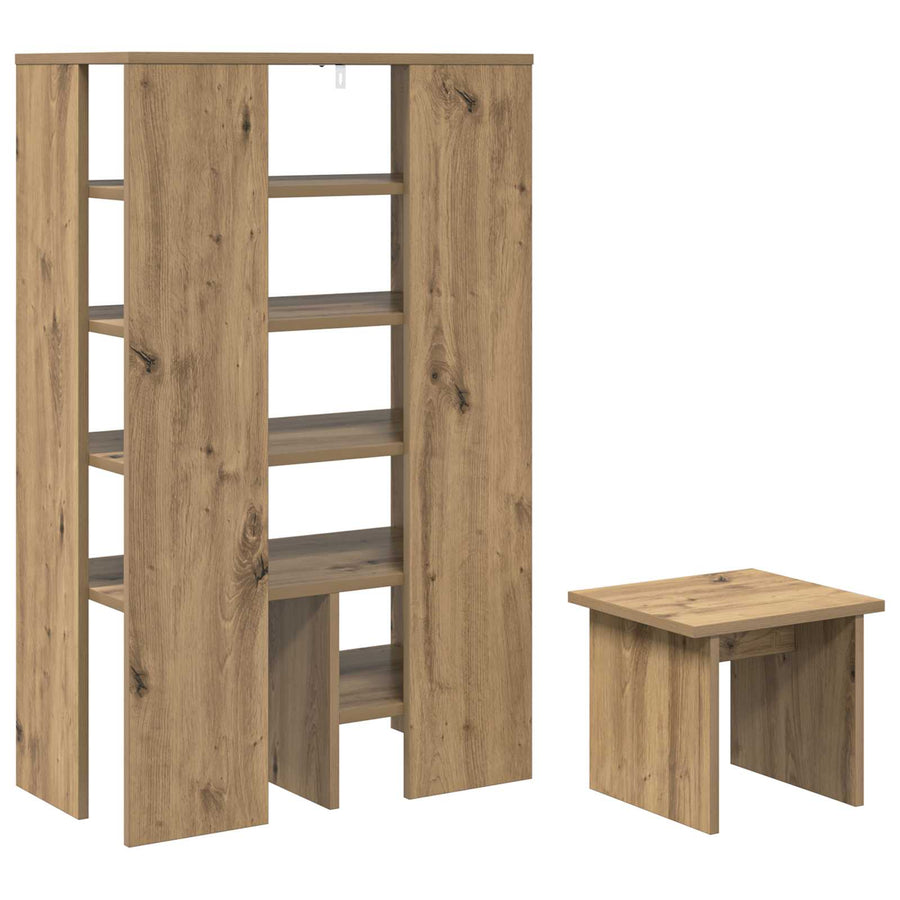 Schoenenkast met plank 2 pcs Artisan Eiken Bewerkt hout