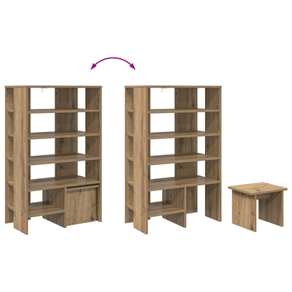 Schoenenkast met plank 2 pcs Artisan Eiken Bewerkt hout