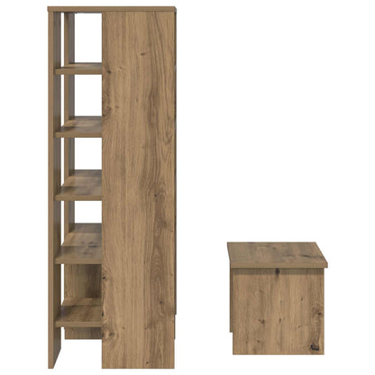 Schoenenkast met plank 2 pcs Artisan Eiken Bewerkt hout