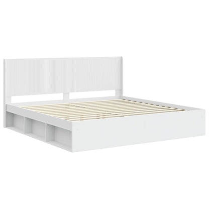 Bedframe met opbergruimte en hoofdbord Wit 200 x 200 cm