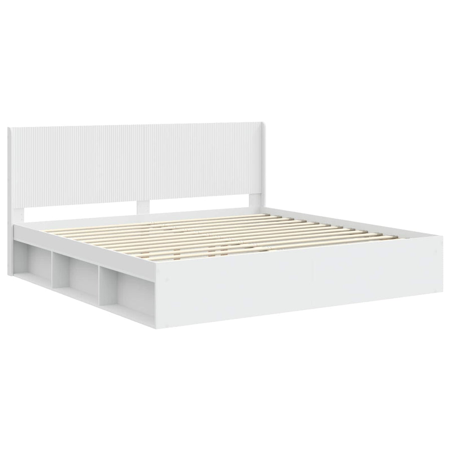 Bedframe met opbergruimte en hoofdbord Wit 200 x 200 cm