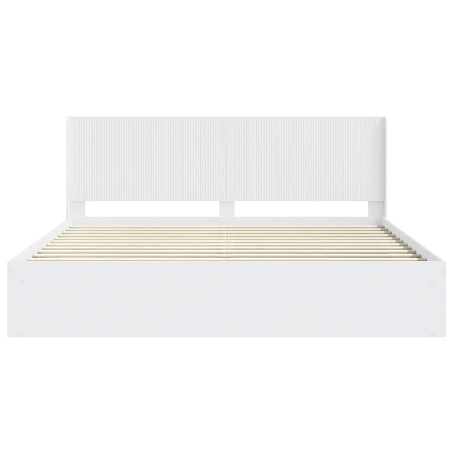 Bedframe met opbergruimte en hoofdbord Wit 200 x 200 cm