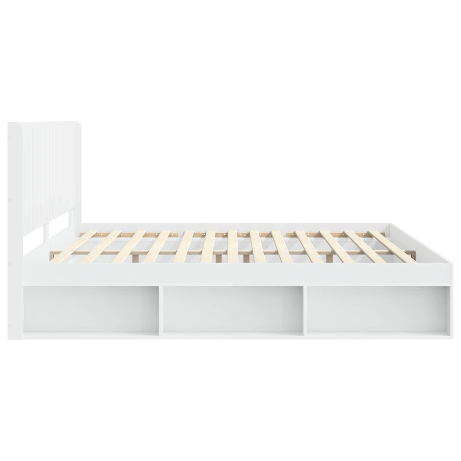 Bedframe met opbergruimte en hoofdbord Wit 200 x 200 cm