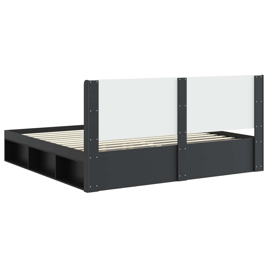 Bedframe met opbergruimte en hoofdbord Zwart 200 x 200 cm