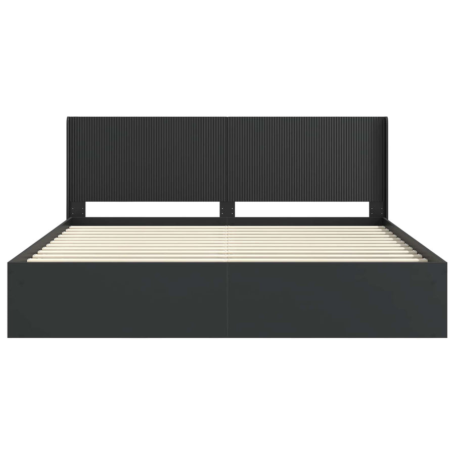 Bedframe met opbergruimte en hoofdbord Zwart 200 x 200 cm