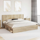 Bed Frame with Storage and Headboard Sonoma Oak