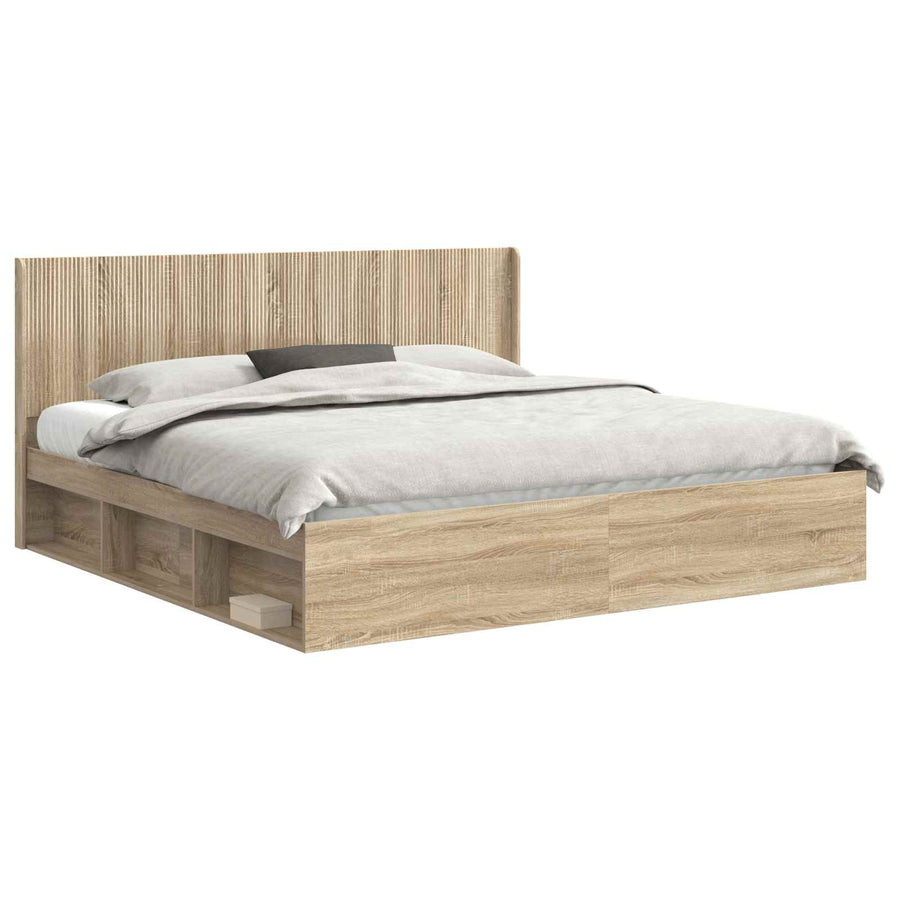 Bedframe met opbergruimte en hoofdbord Sonoma Eiken