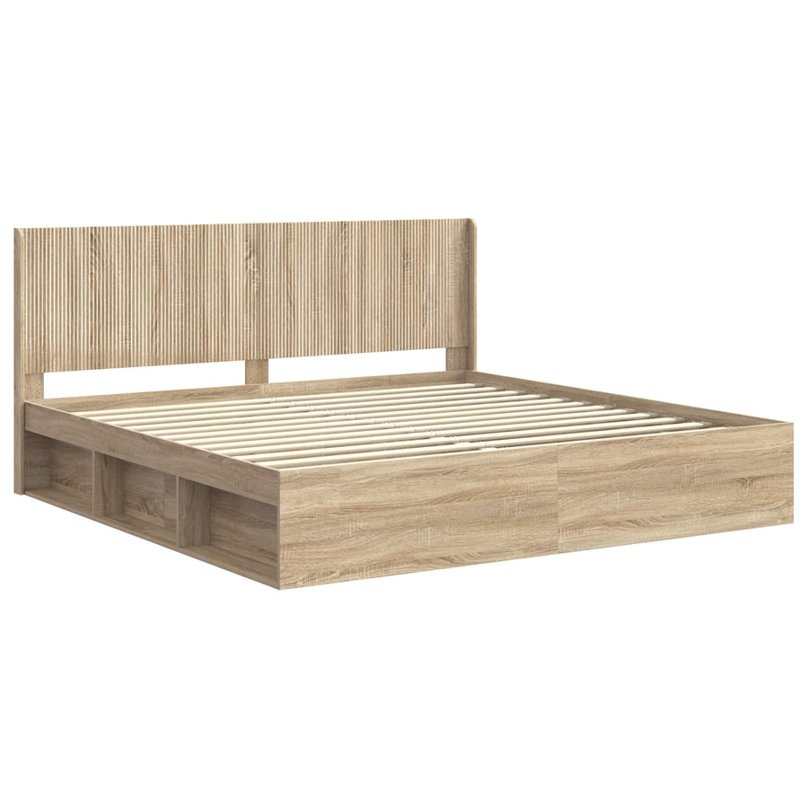 Bedframe met opbergruimte en hoofdbord Sonoma Eiken