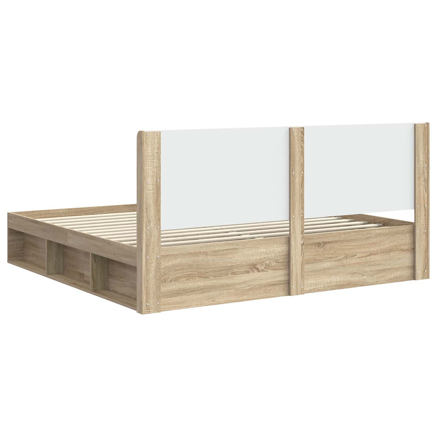 Bedframe met opbergruimte en hoofdbord Sonoma Eiken