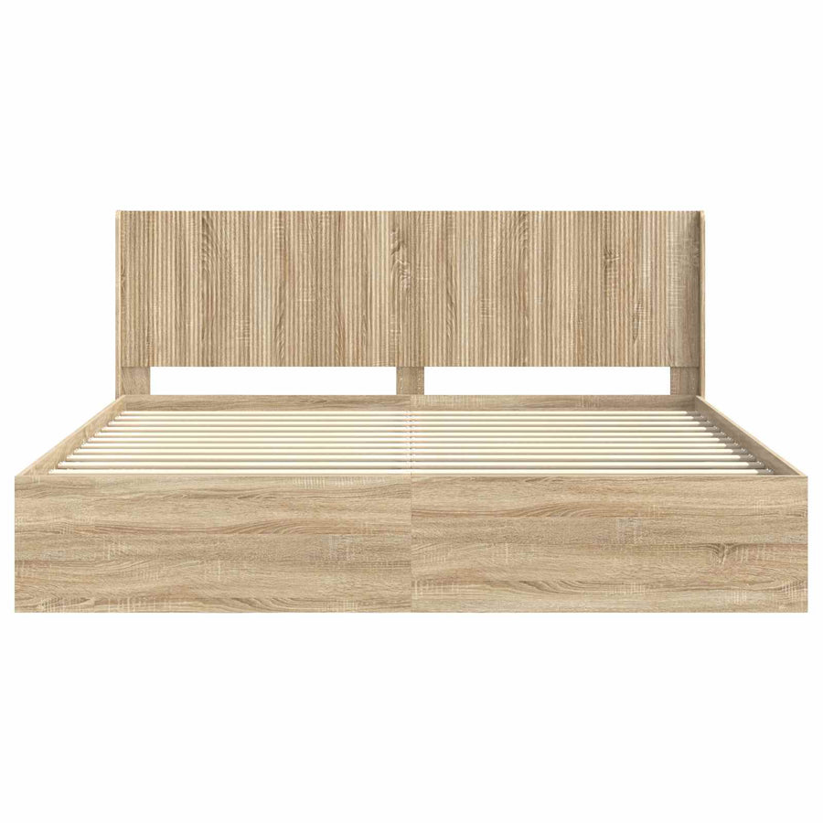 Bedframe met opbergruimte en hoofdbord Sonoma Eiken