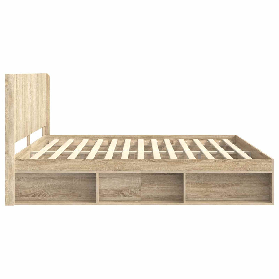 Bedframe met opbergruimte en hoofdbord Sonoma Eiken