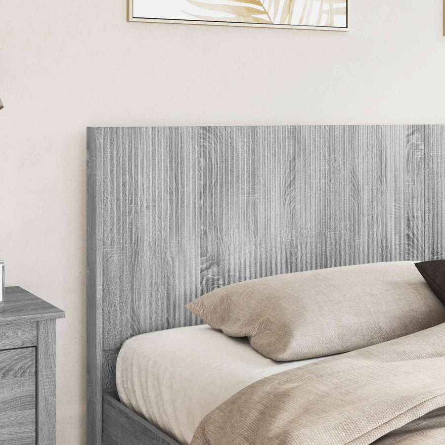 Bedframe met opbergruimte en hoofdbord Grijs Sonoma