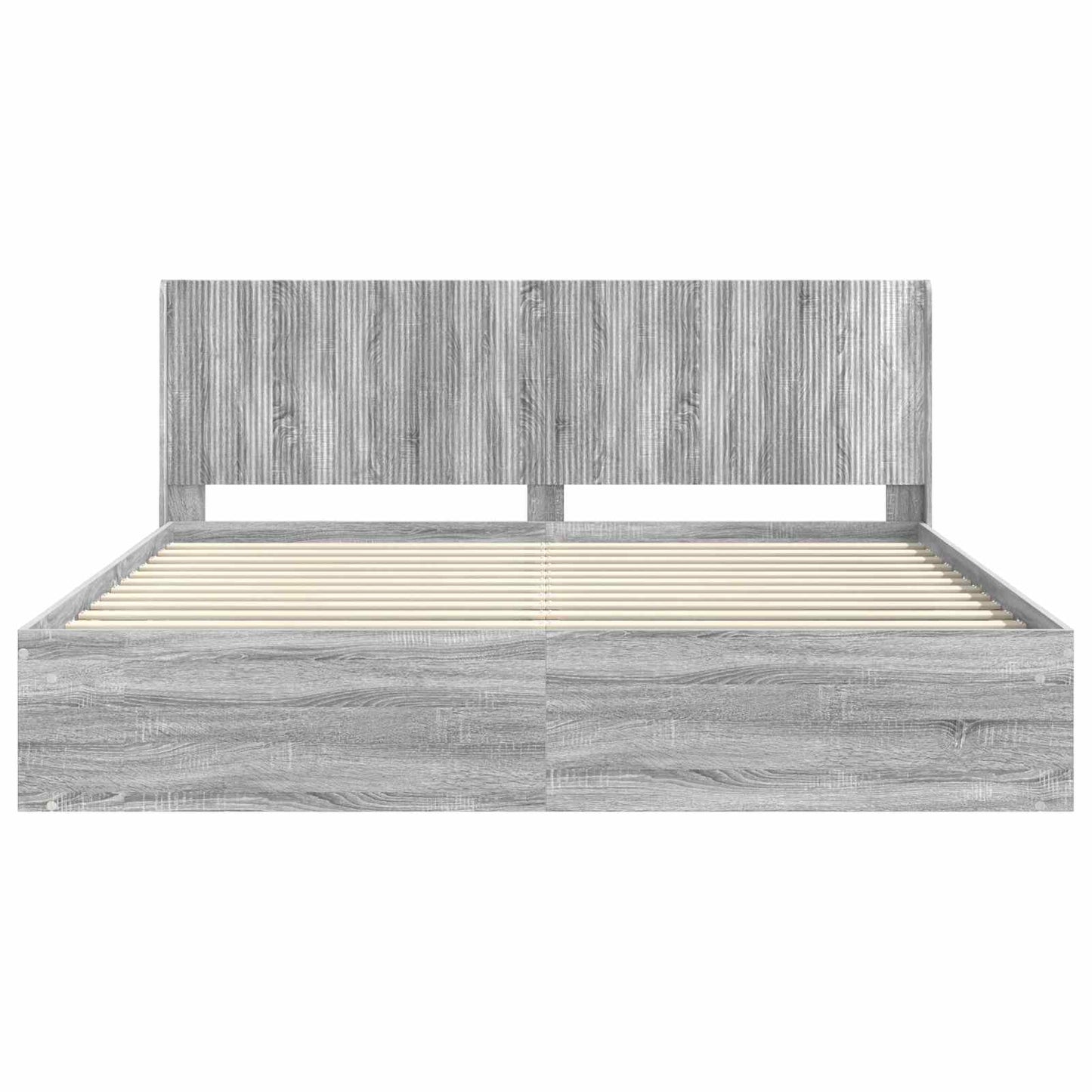 Bedframe met opbergruimte en hoofdbord Grijs Sonoma