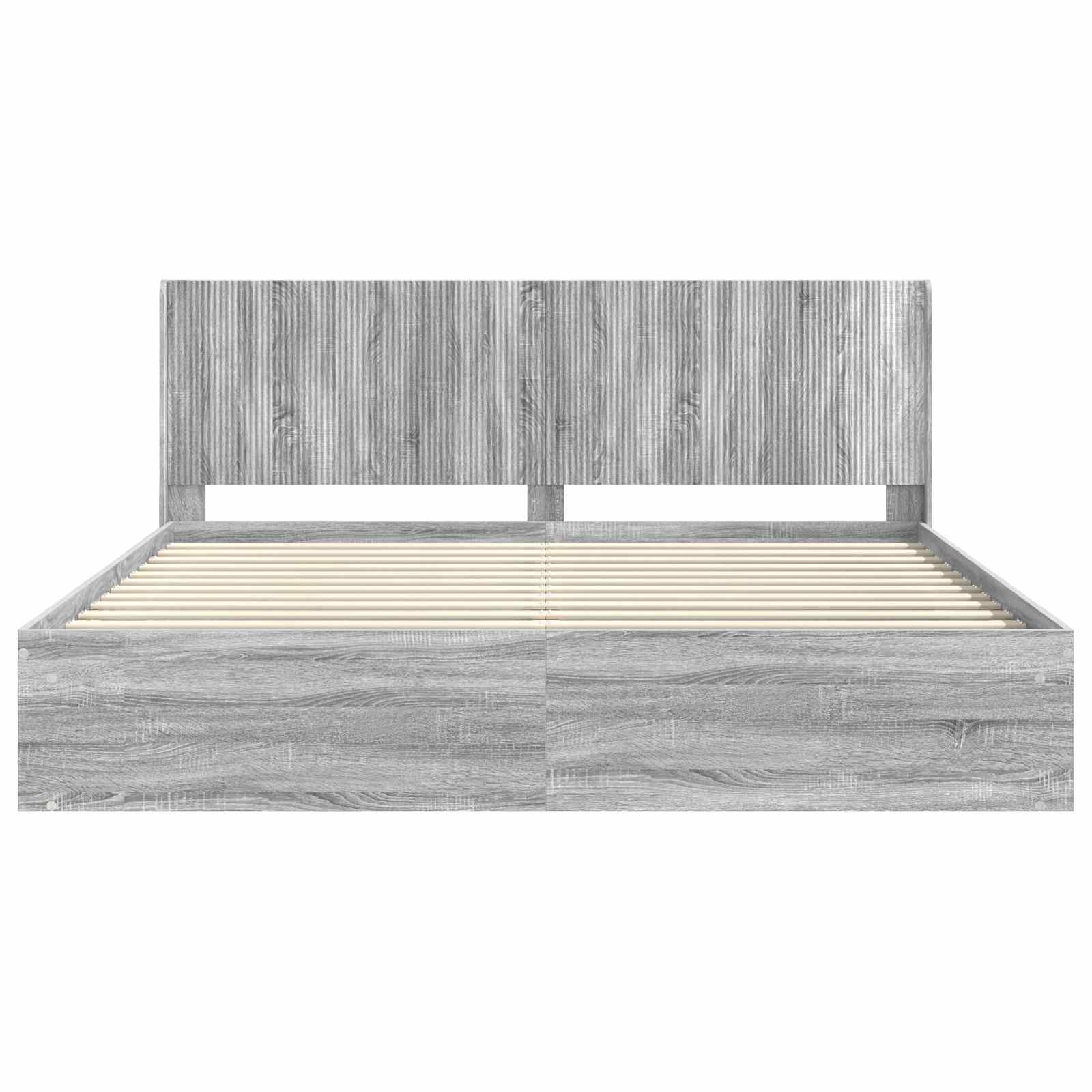 Bedframe met opbergruimte en hoofdbord Grijs Sonoma