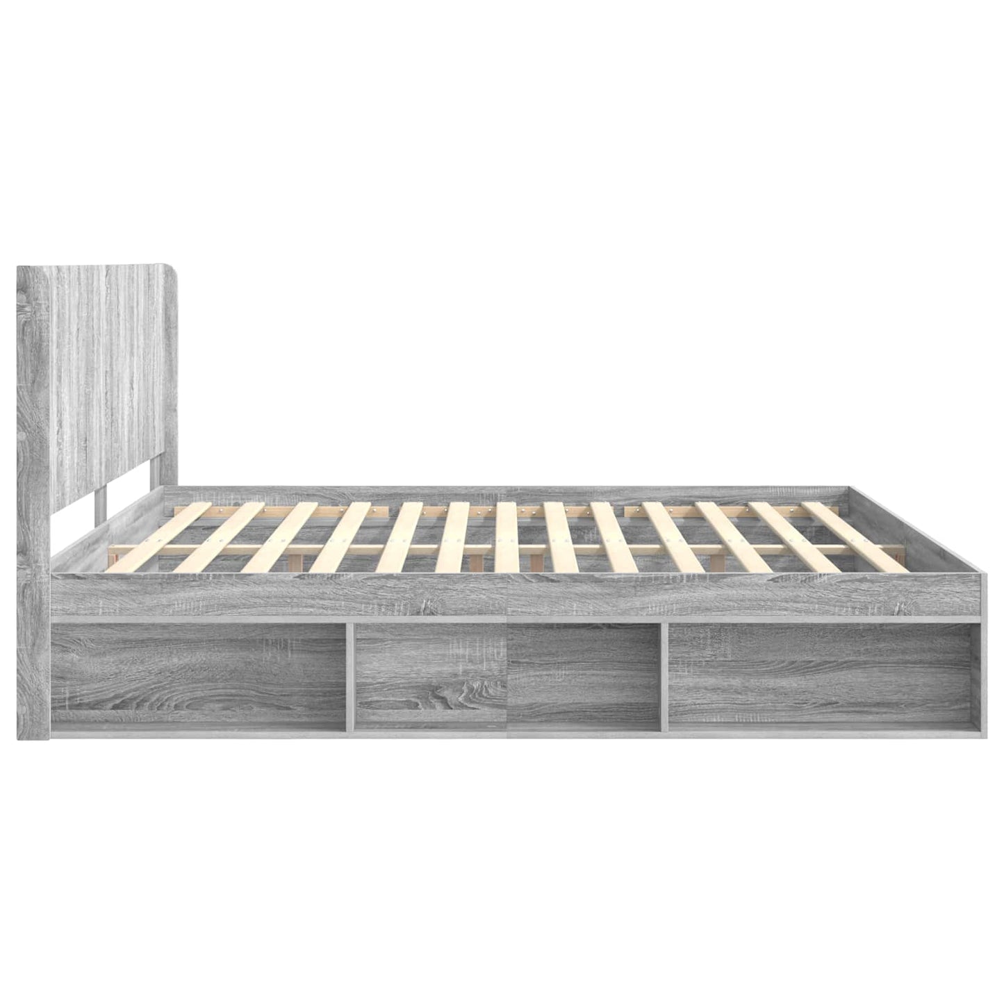 Bedframe met opbergruimte en hoofdbord Grijs Sonoma