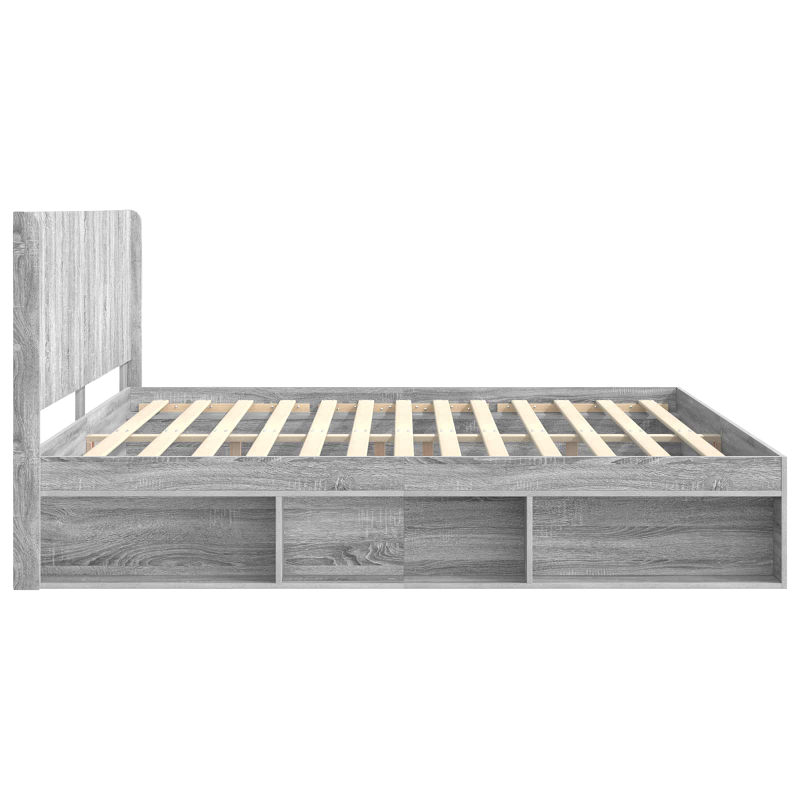 Bedframe met opbergruimte en hoofdbord Grijs Sonoma