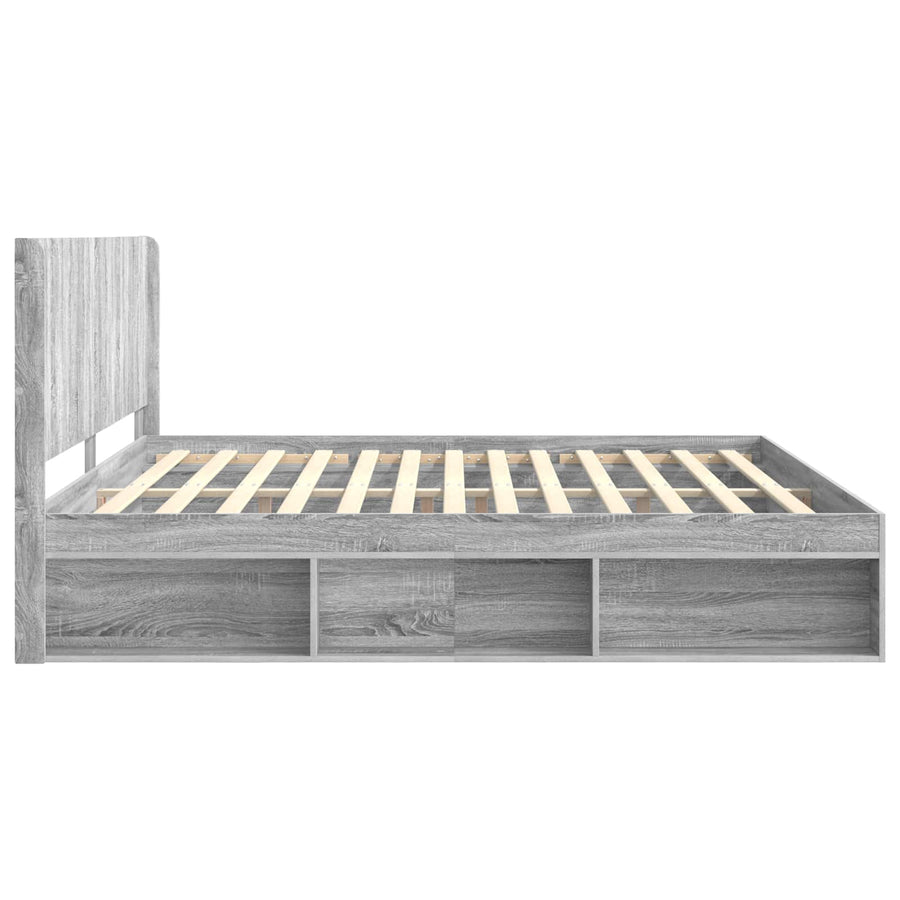 Bedframe met opbergruimte en hoofdbord Grijs Sonoma