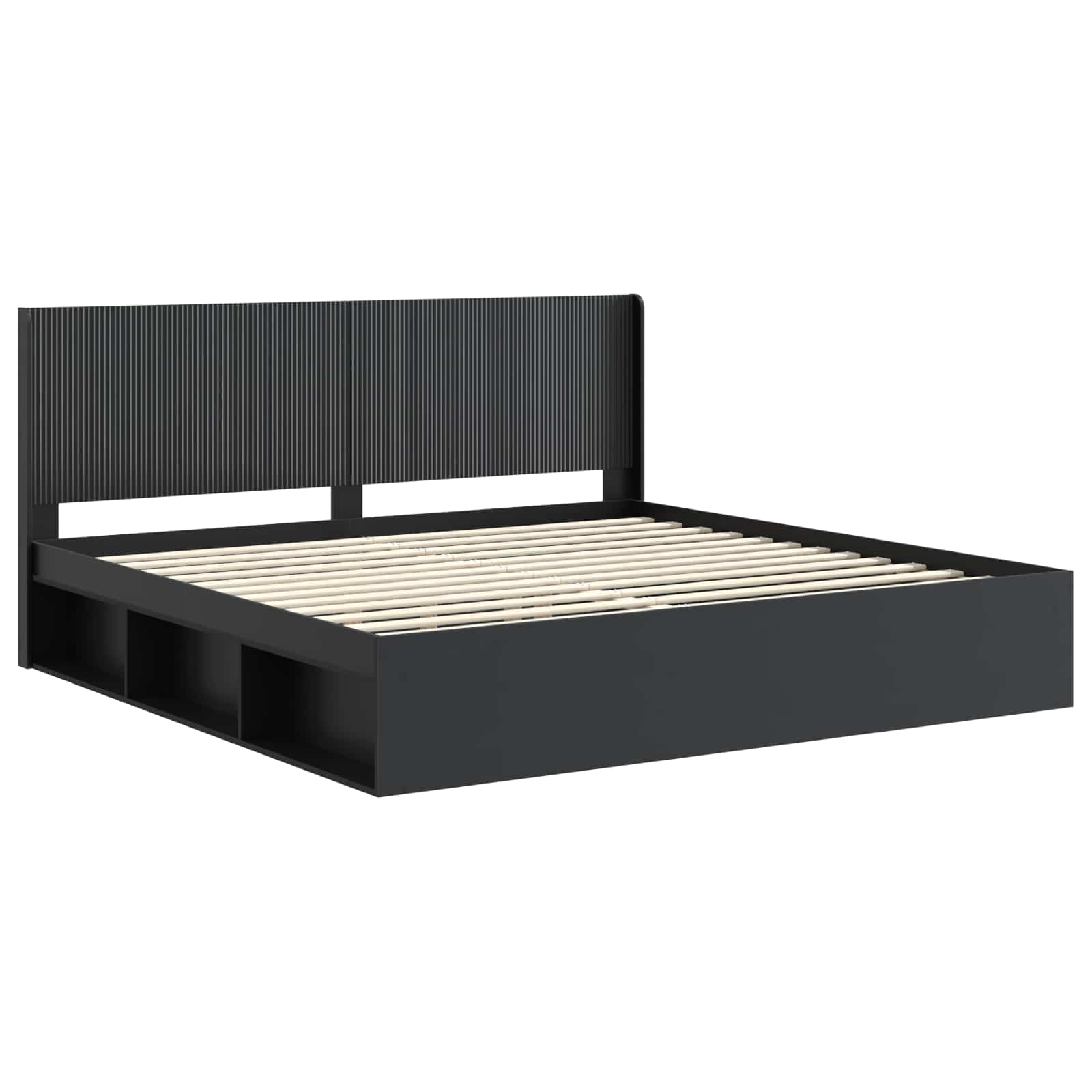 Bedframe met opbergruimte en hoofdbord Zwart 180 x 200 cm