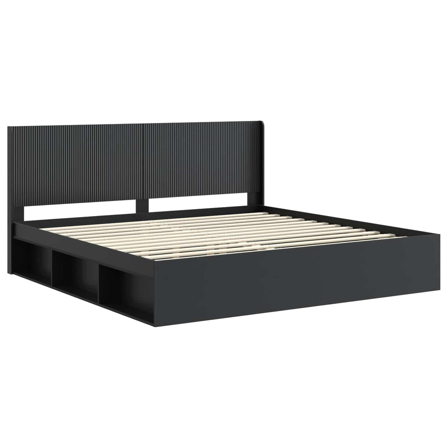 Bedframe met opbergruimte en hoofdbord Zwart 180 x 200 cm