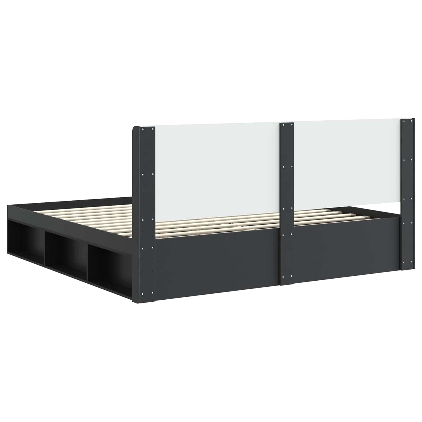 Bedframe met opbergruimte en hoofdbord Zwart 180 x 200 cm
