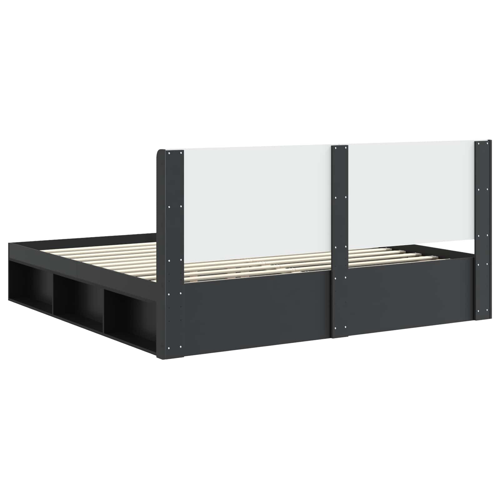 Bedframe met opbergruimte en hoofdbord Zwart 180 x 200 cm