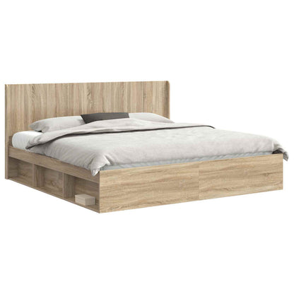 Bedframe met opbergruimte en hoofdbord Sonoma Eiken