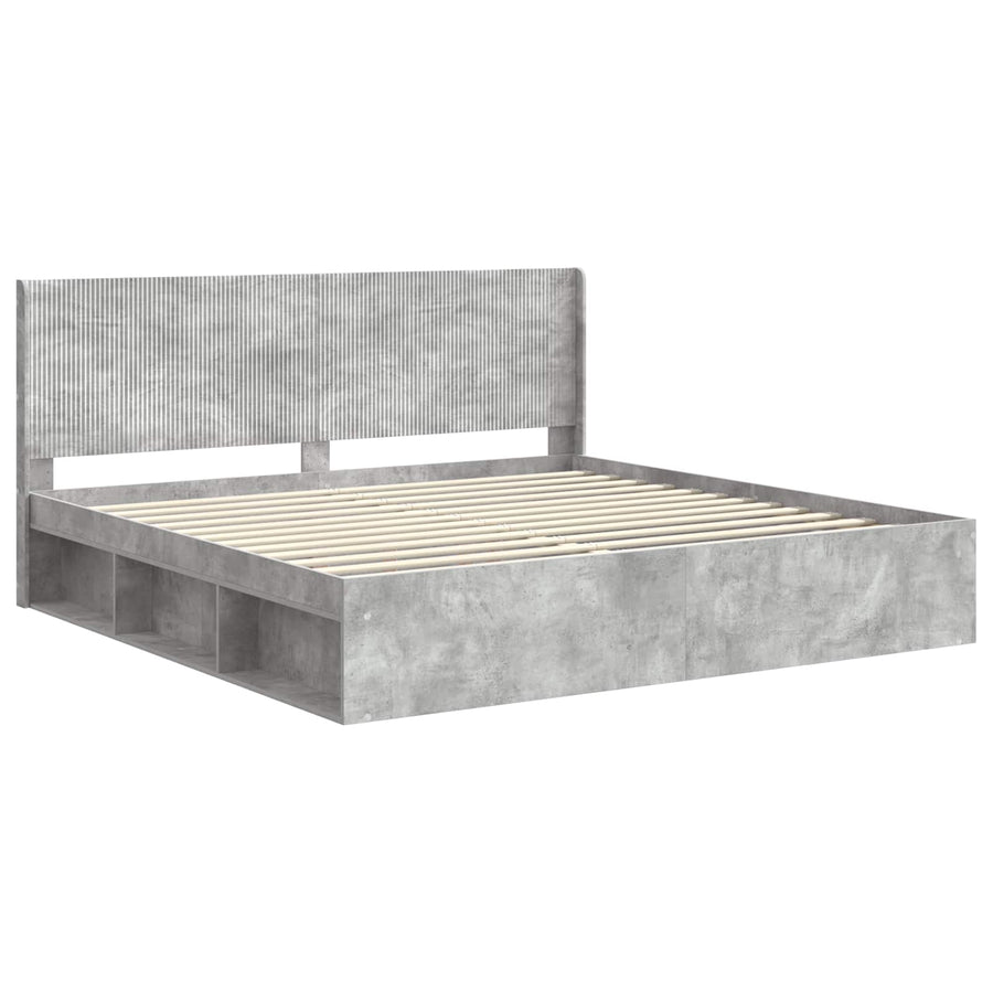 Bedframe met opbergruimte en hoofdbord Betongrijs 180 x 200 cm