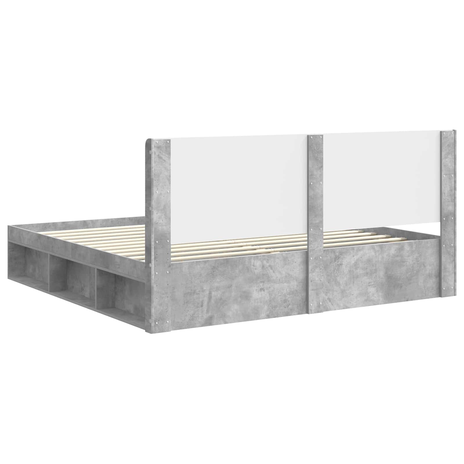 Bedframe met opbergruimte en hoofdbord Betongrijs 180 x 200 cm