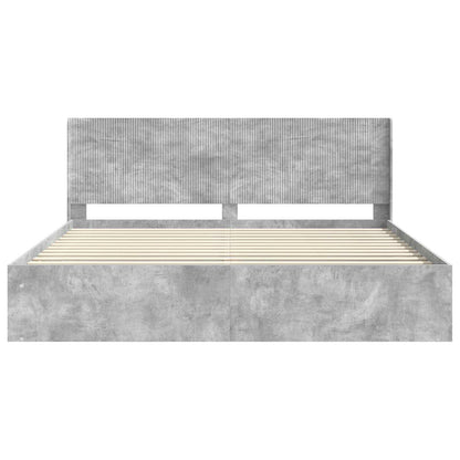 Bedframe met opbergruimte en hoofdbord Betongrijs 180 x 200 cm