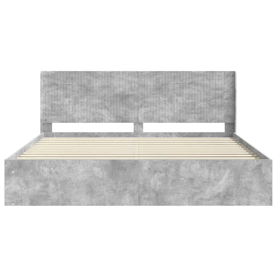 Bedframe met opbergruimte en hoofdbord Betongrijs 180 x 200 cm