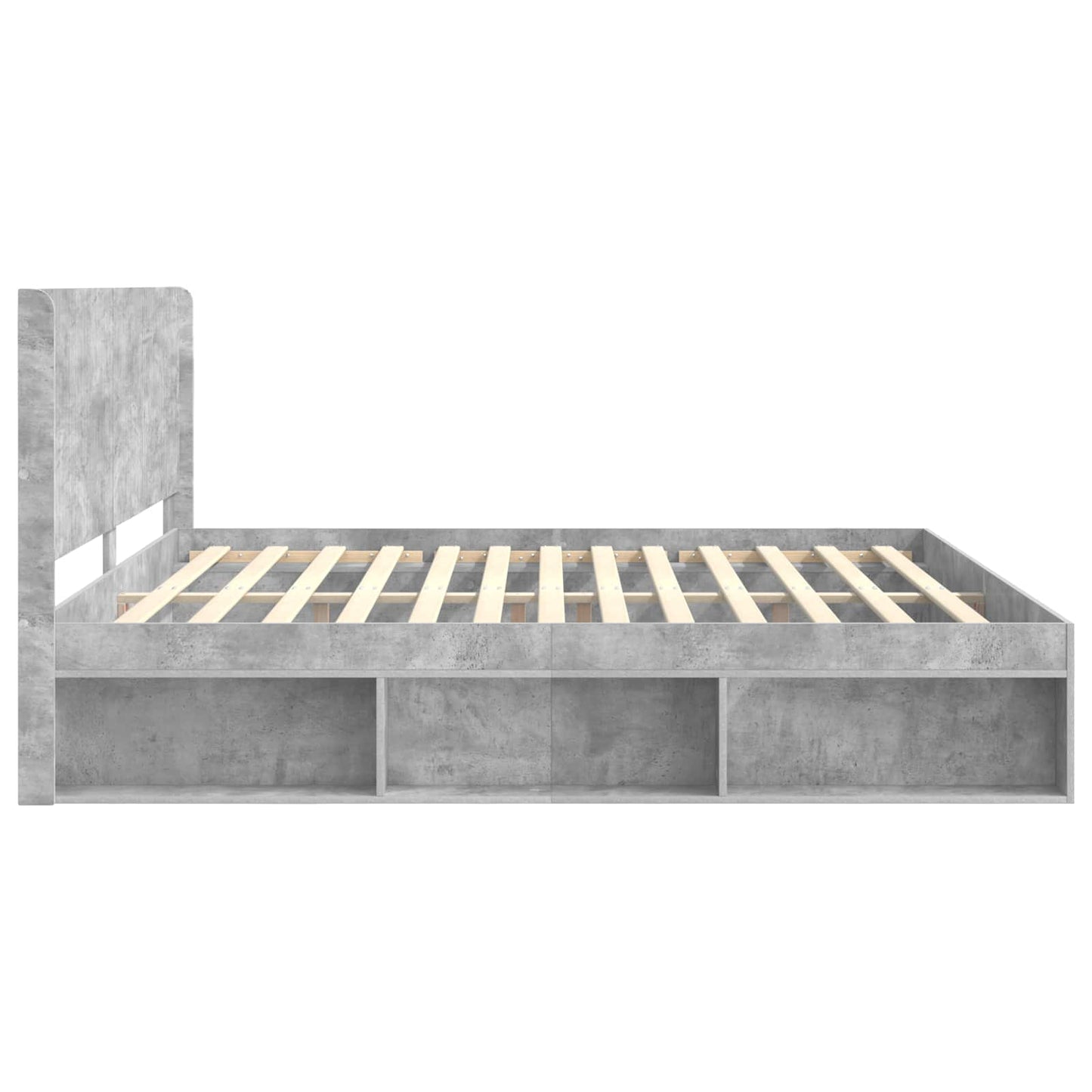 Bedframe met opbergruimte en hoofdbord Betongrijs 180 x 200 cm