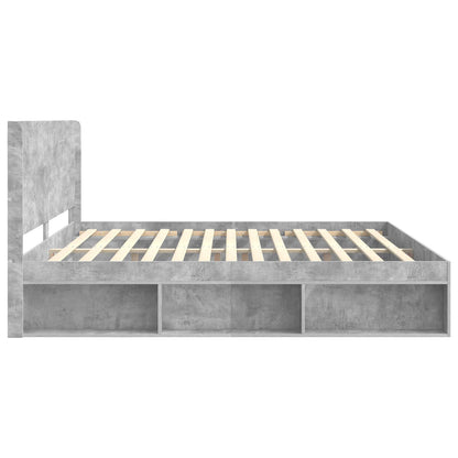 Bedframe met opbergruimte en hoofdbord Betongrijs 180 x 200 cm